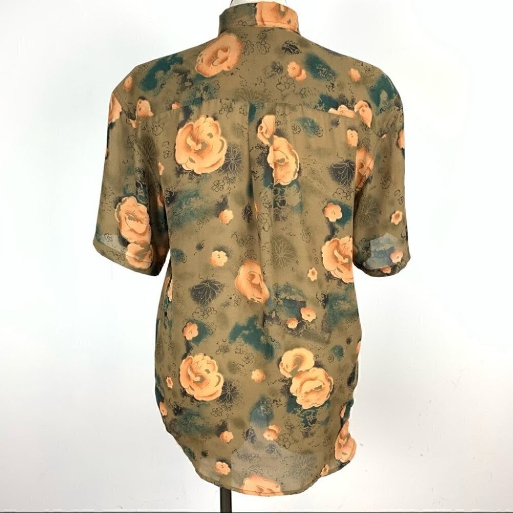 Magic womens top size L Multicolored floral button down vintage 60s 70s - Picture 4 of 10